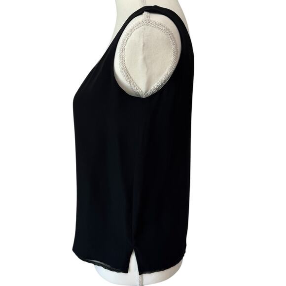 Vintage NITELINE DELLA ROUFOGALI Top Womens 4 Black Tank Chiffon Overlay Dressy - Picture 4 of 11